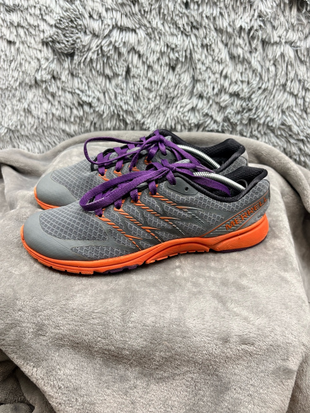 Merrell Bare Access Ultra Running Shoes Womens 8 Gray Orange Monument Tanga